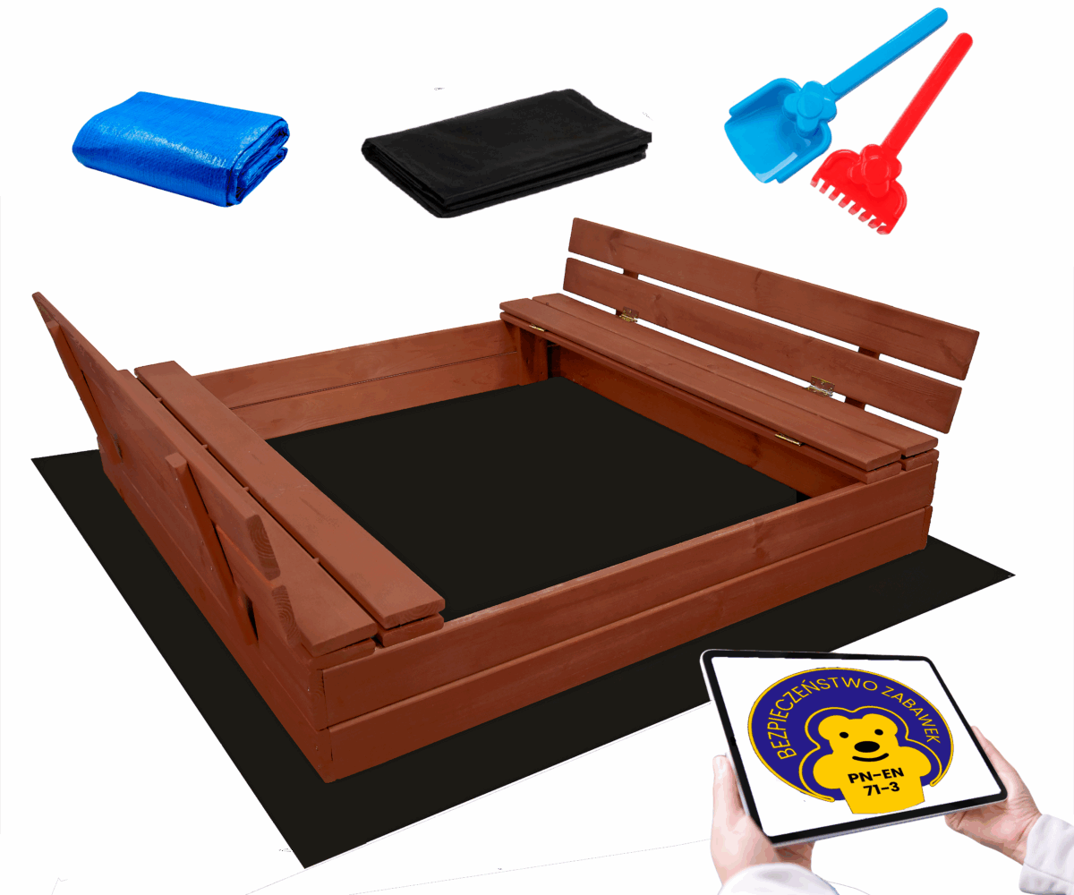 Piaskownica zamykana drewniana 120 impregnowana