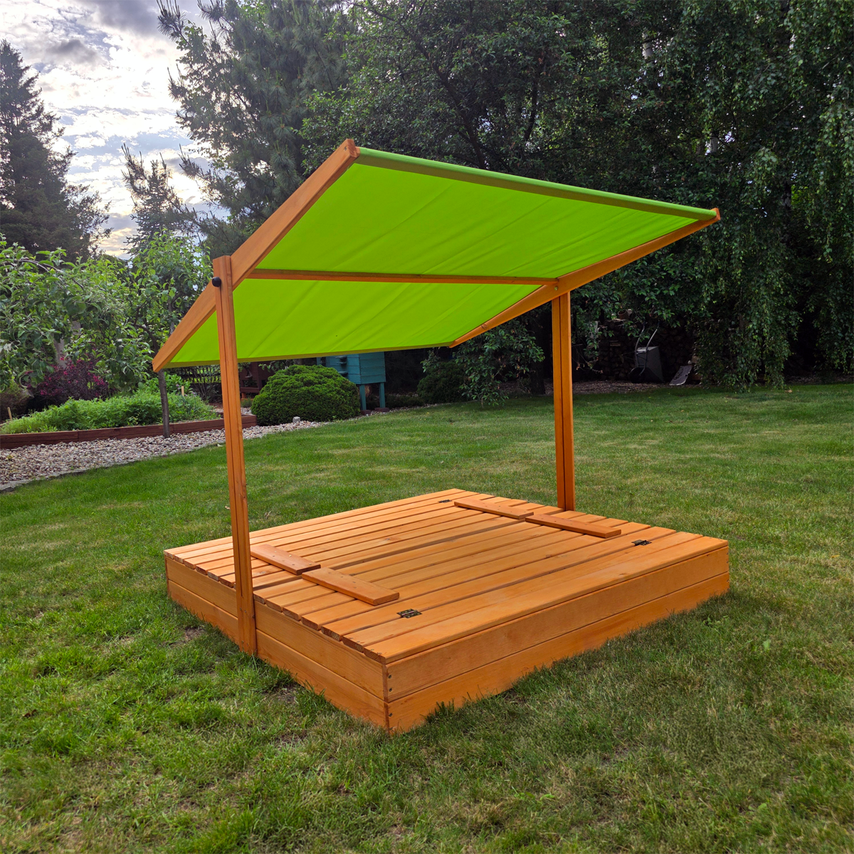 Piaskownica z daszkiem zamykana 150 drewniana impregnowana