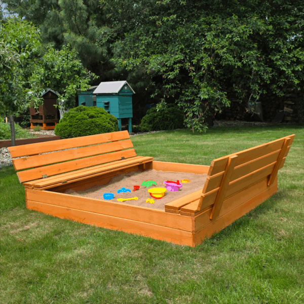 Duża piaskownica zamykana drewniana 150 impregnowana