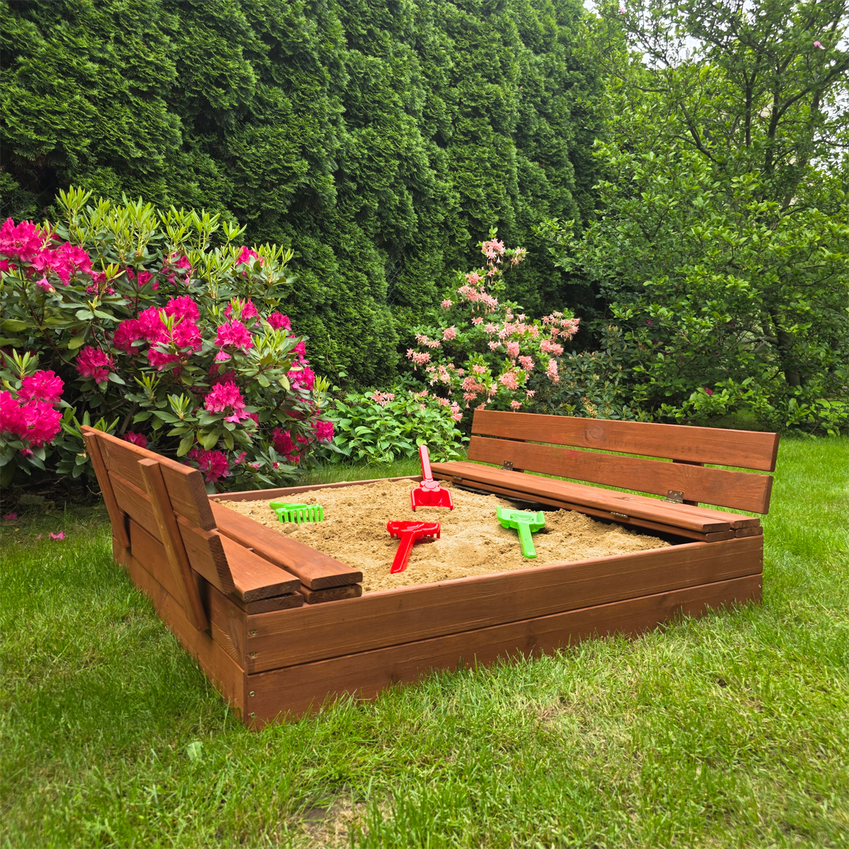 Piaskownica zamykana drewniana 120 impregnowana