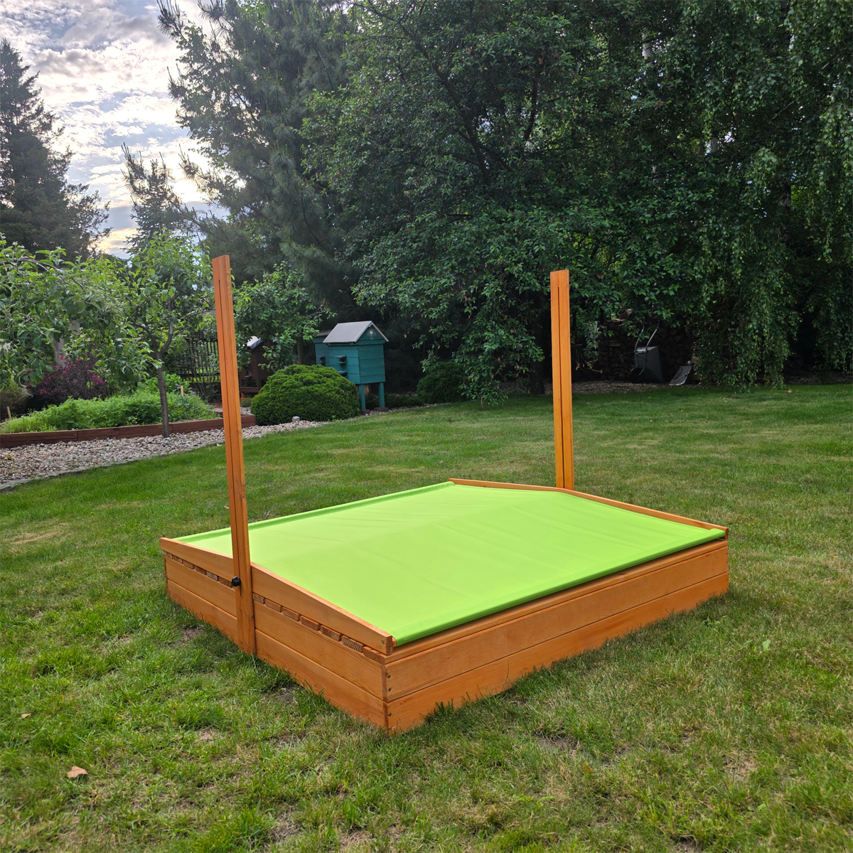 Piaskownica z daszkiem zamykana 150 drewniana impregnowana