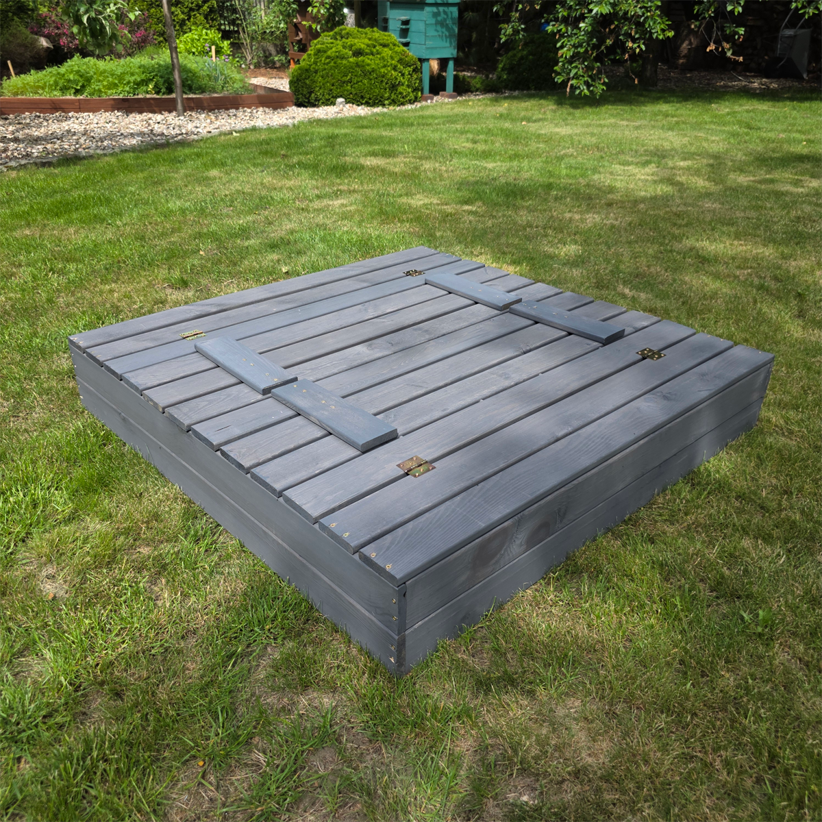 Duża piaskownica zamykana drewniana 150 impregnowana